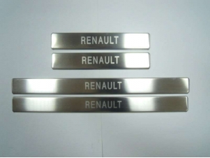Накладки на дверные пороги JMT с логотипом для Renault Logan № 24492