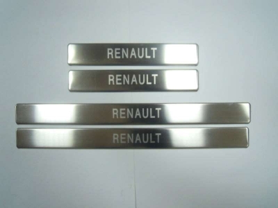 Накладки на дверные пороги JMT с логотипом для Renault Logan 2004-2015