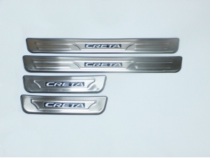 Накладки на дверные пороги с логотипом и LED подсветкой для Hyundai Creta № 37779