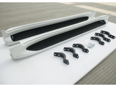 Пороги алюминиевые чёрные с LED подсветкой OEM Tuning для Toyota Land Cruiser 200 2015-2021