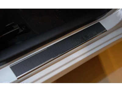Накладки на внутренние пороги с надписью 8 штук Alu-Frost для Skoda Octavia A7 2013-2020