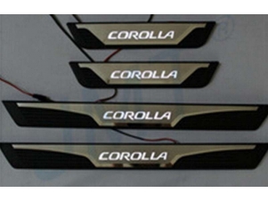 Накладки на дверные пороги JMT с логотипом и LED подсветкой для Toyota Corolla № 29664