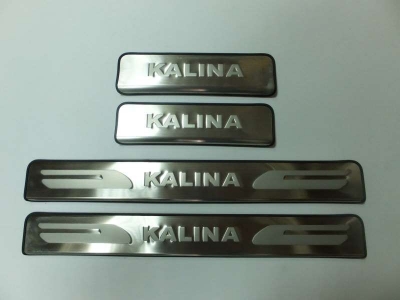 Накладки на дверные пороги JMT с логотипом для Lada Kalina № 26832