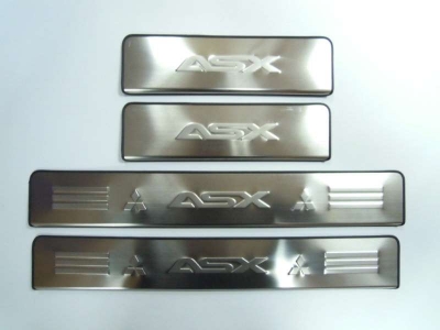 Накладки на дверные пороги JMT с логотипом для Mitsubishi ASX 2010-2021