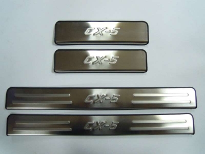 Накладки на дверные пороги JMT с логотипом для Mazda CX-5 № 24501