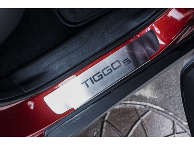 Накладки на пороги с логотипом 4 штуки Союз96 для Chery Tiggo 5 2014-2021
