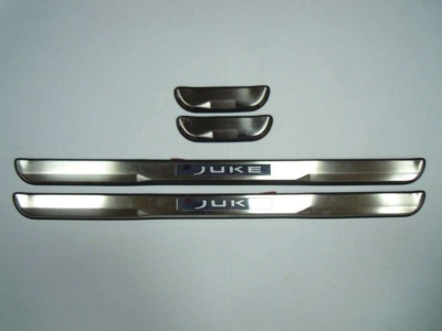 Накладки на дверные пороги JMT с логотипом и LED подсветкой для Nissan Juke 2010-2018