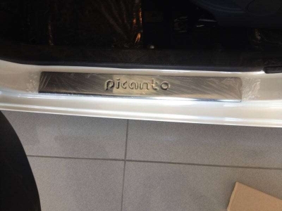 Накладки на дверные пороги 2 штуки Omsa_Line для Kia Picanto 2011-2015