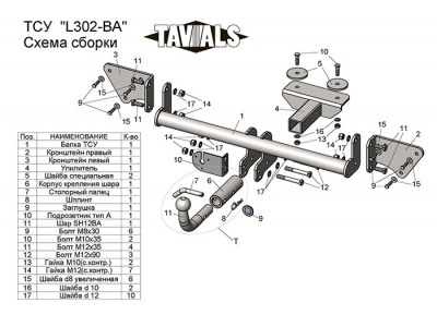 Фаркоп Лидер-Плюс для Lifan X-50 2015-2021 L302-BA