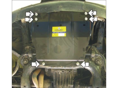 Защита картера двигателя Мотодор для 2,3 сталь 2 мм для Audi 100 1990-1997
