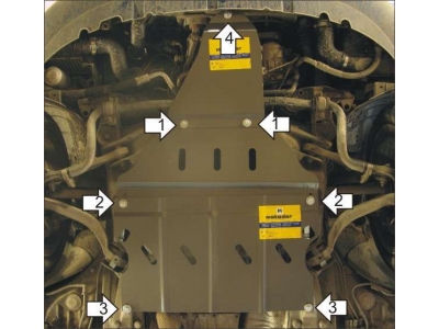 Защита картера и КПП Мотодор на седан сталь 2 мм для Audi A4 2004-2007