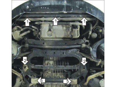 Защита картера и КПП Мотодор сталь 2 мм для Audi A8 2005-2009