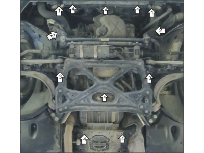 Защита картера, КПП, ГУР Мотодор сталь 2 мм для Audi A6/A6 Allroad 2011-2021