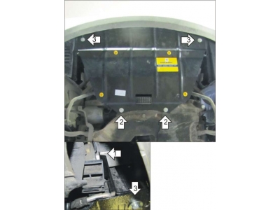 Защита радиатора Мотодор сталь 2 мм для BMW 5 2007-2010