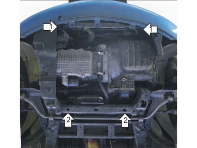 Защита картера и КПП Мотодор сталь 2 мм для Chrysler PT Cruiser 2005-2010
