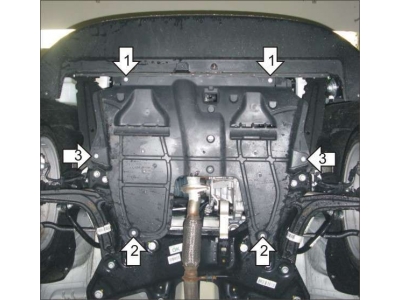 Защита картера и КПП Мотодор сталь 2 мм для FIAT 500 2007-2021