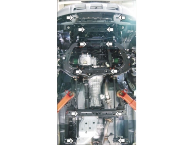 Защита картера, КПП, РК и дифференциала Мотодор сталь 2 мм для Mazda BT-50/Ford Ranger 2006-2012