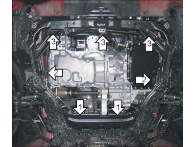 Защита картера и КПП Мотодор сталь 2 мм для Mazda 6 2002-2007