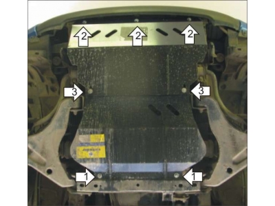 Защита картера и дифференциала Мотодор сталь 2 мм для Mitsubishi L200 2006-2015