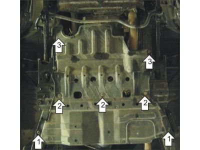 Защита КПП и раздаточной коробки Мотодор сталь 2 мм для Nissan Patrol 2005-2009