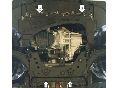 Защита картера и КПП Мотодор сталь 2 мм для Nissan Tiida/Sentra/NV200 2006-2021 01427
