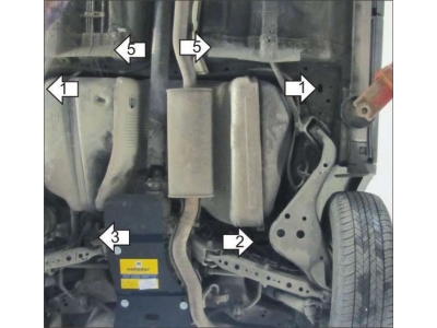 Защита бензобака Мотодор сталь 2 мм для Nissan X-Trail T31 2007-2015