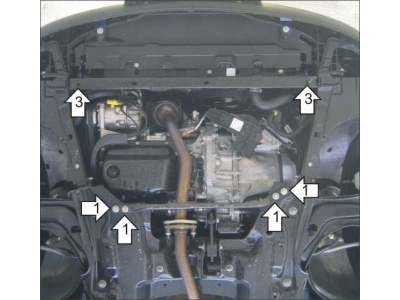Защита картера и КПП Мотодор сталь 2 мм для Citroen C3 Picasso/Peugeot 207 2006-2017