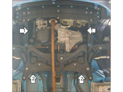 Защита картера и КПП Мотодор сталь 2 мм для Peugeot 107 2005-2009