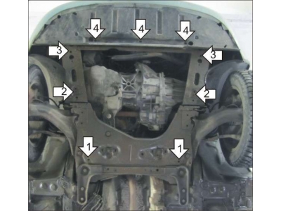 Защита картера и КПП Мотодор сталь 2 мм для Renault Scenic 2/Megane 2003-2010 01719