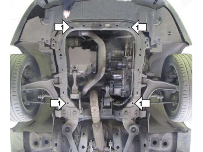 Защита картера и КПП Мотодор сталь 2 мм для Saab 9-3 2002-2008