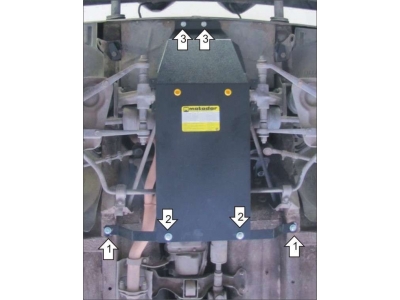 Защита картера, КПП и дифференциала Мотодор сталь 2 мм для Нива ВАЗ 2121 1976-2006
