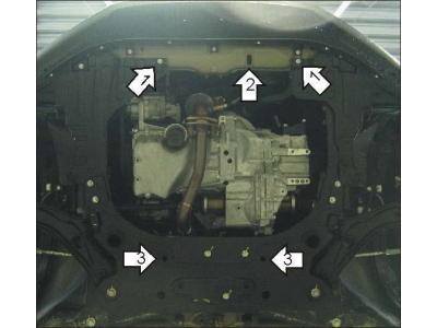 Защита картера и КПП Мотодор сталь 2 мм для Suzuki Splash 2009-2014