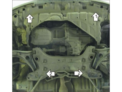 Защита картера и КПП Мотодор сталь 2 мм для Toyota Yaris/Yaris Verso 1998-2006