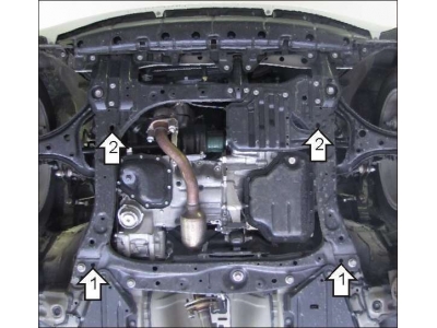 Защита картера и КПП Мотодор сталь 2 мм для Toyota IQ 2008-2021