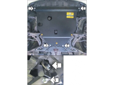 Защита картера и КПП Мотодор сталь 2 мм для Toyota Prius 2003-2008