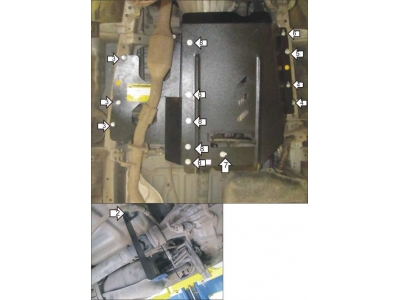 Защита КПП и РК Мотодор сталь 2 мм для Toyota Hiace 2004-2021