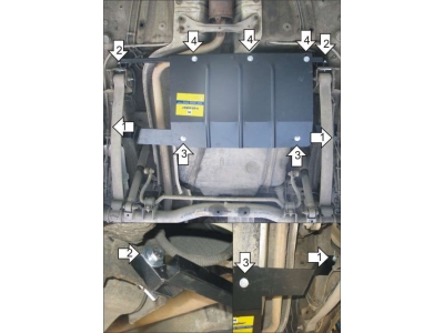 Защита бензобака Мотодор сталь 2 мм для Volkswagen Caddy 2004-2015