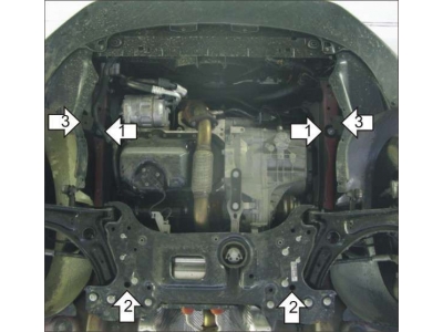 Защита картера и КПП Мотодор сталь 2 мм для Skoda Superb/Yeti/Volkswagen Caddy/Jetta 2004-2018