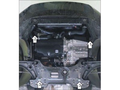 Защита картера и КПП Мотодор сталь 2 мм для Skoda Yeti/Superb/Volkswagen Caddy 2004-2021