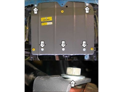 Защита картера и КПП Мотодор сталь 2 мм для Chevrolet Spark 2005-2010