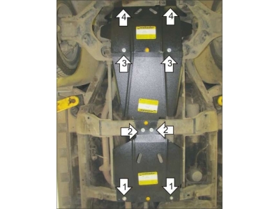 Защита картера, КПП, РК и дифференциала Мотодор сталь 2 мм для Great Wall Hover H3/H5/Wingle 5 2010-2015