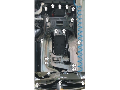 Защита картера, КПП и РК Мотодор сталь 2 мм для Jaguar F-Pace 2016-2021