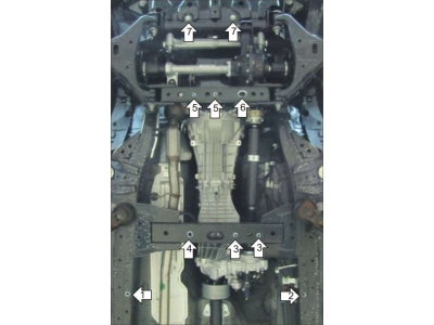 Защита картера, КПП, РК и дифференциала Мотодор сталь 3 мм для Ford Ranger 2012-2015
