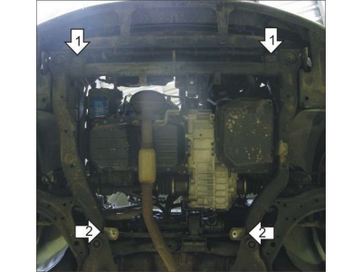 Защита картера и дифференциала Мотодор сталь 3 мм для Hyundai Terracan 2001-2006