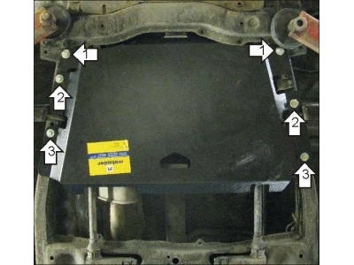 Защита раздаточной коробки Мотодор сталь 3 мм для Mitsubishi L200 2004-2005