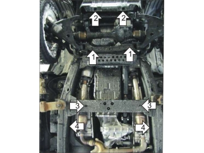 Защита картера, КПП и РК Мотодор сталь 3 мм для Nissan Patrol/Infiniti QX56 2010-2021