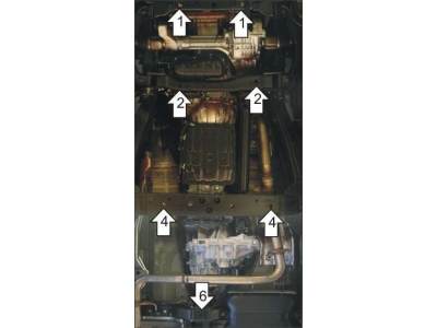 Защита картера, КПП и РК Мотодор сталь 3 мм для Nissan Pathfinder 2004-2014