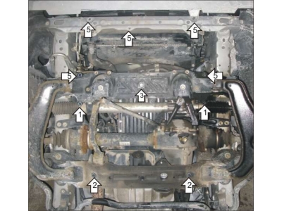 Защита картера, радиатора и дифференциала Мотодор сталь 3 мм для Toyota Hiace 2004-2021