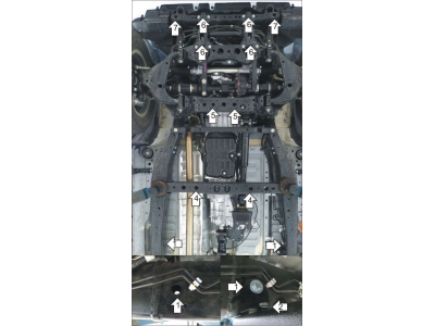 Защита картера, КПП и РК Мотодор сталь 3 мм для Toyota Hilux 2015-2021