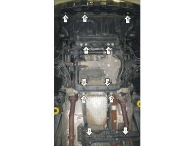 Защита картера, КПП и дифференциала Мотодор сталь 3 мм для Jeep Grand Cherokee 2010-2013